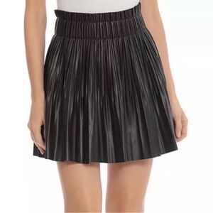 NWT 7 For All Mankind Faux Leather High-Waisted Pleated Skirt in Black, XSmall